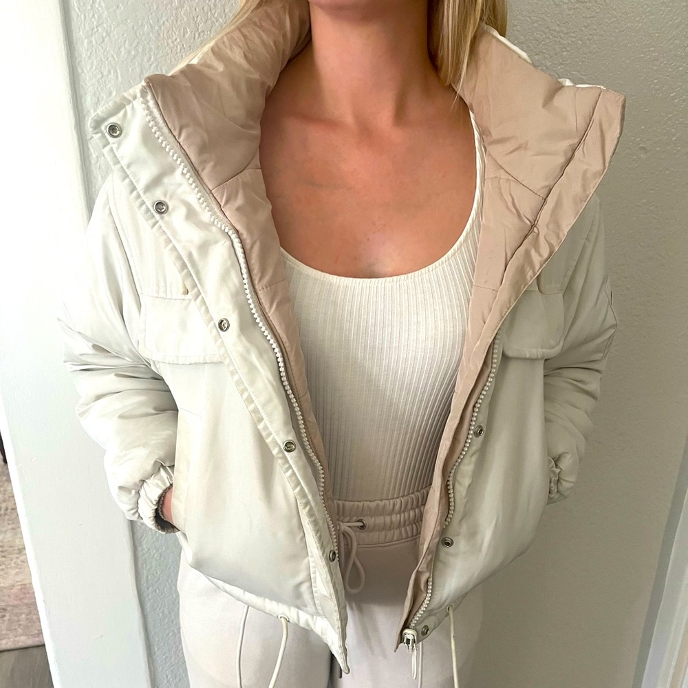 Topshop Reversible Hooded Puffer Jacket